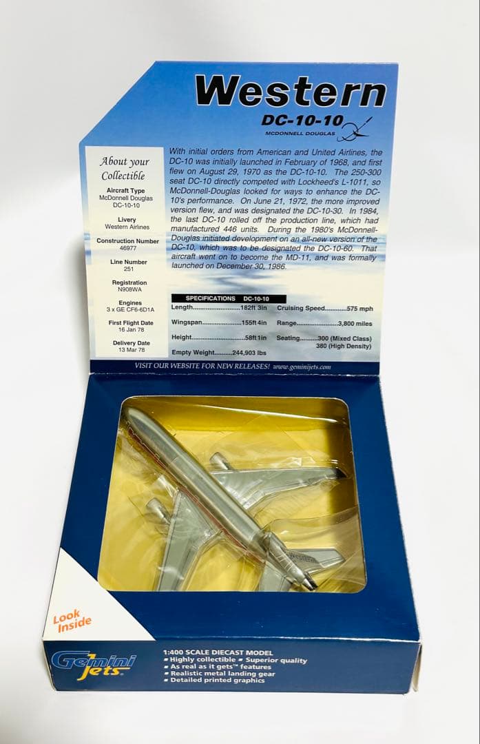 航空機・ヘリコプター Gemini 1/400 DC-10-10 Western Airlines