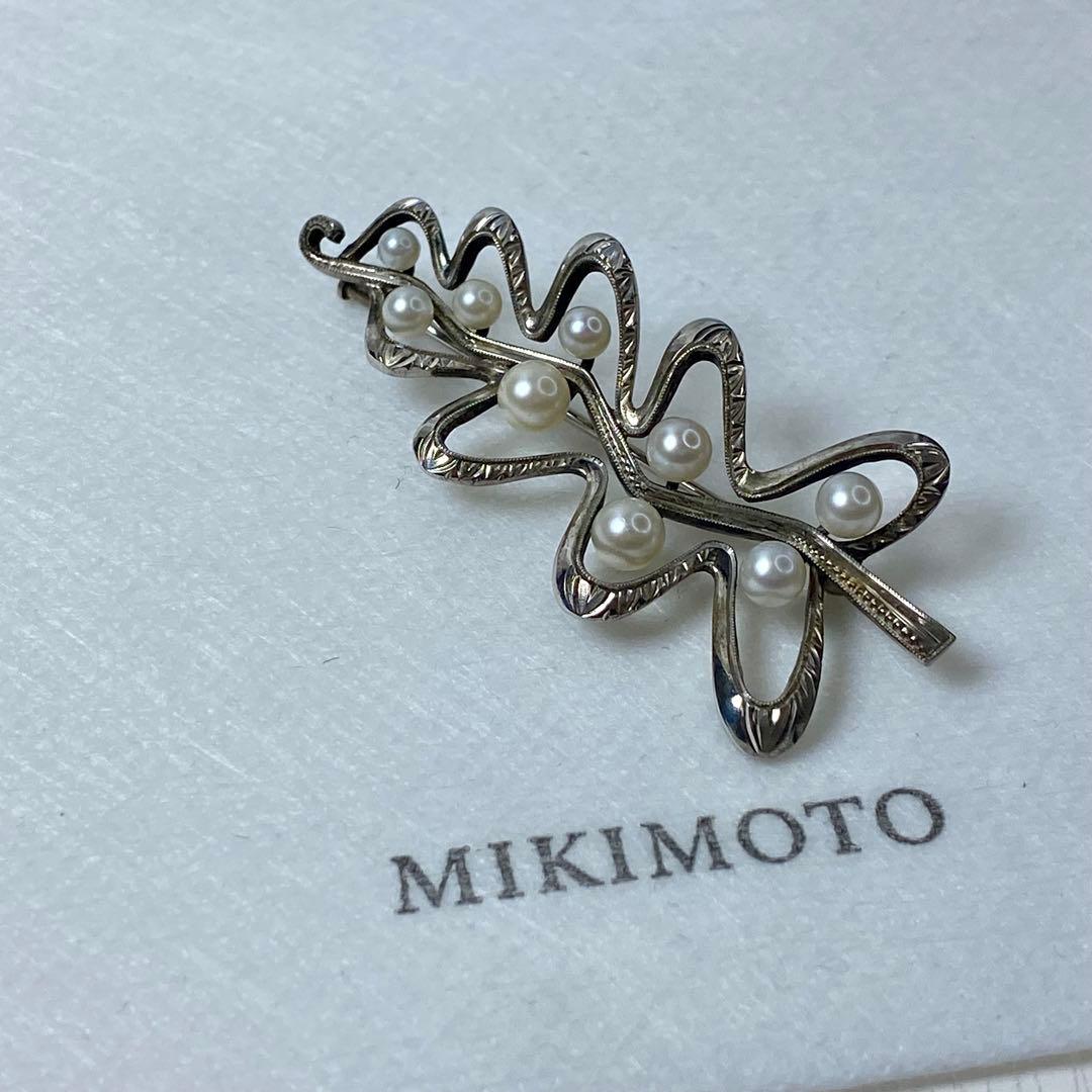 MIKIMOTO アコヤ真珠 葉型ブローチ