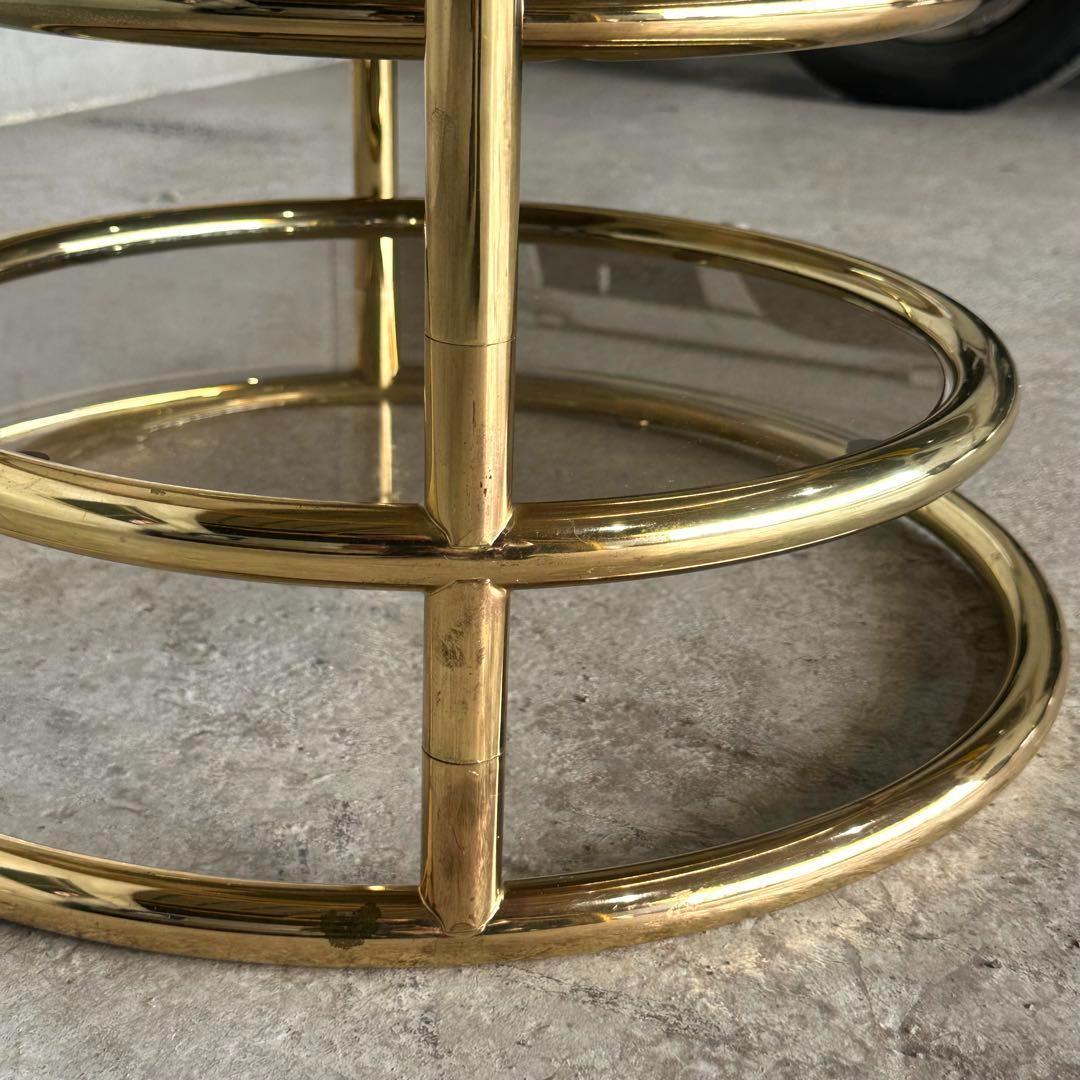 ✿北欧レトロ✿ミッドセンチュリー 3段ガラスサイドテーブル　ラウンドテーブル