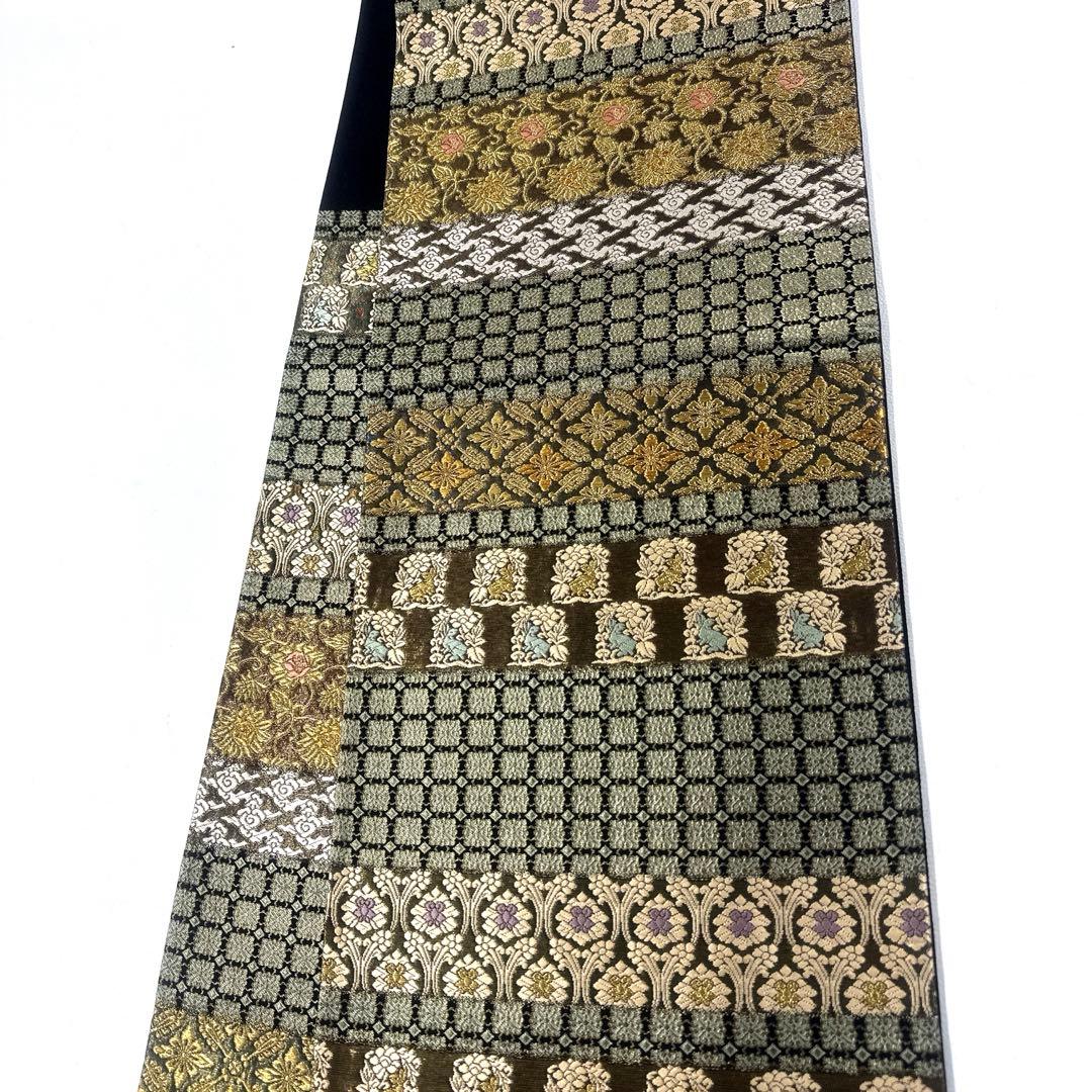 専用帯5824 ●高級 正絹 牡丹兎に花菱文 六通 袋帯