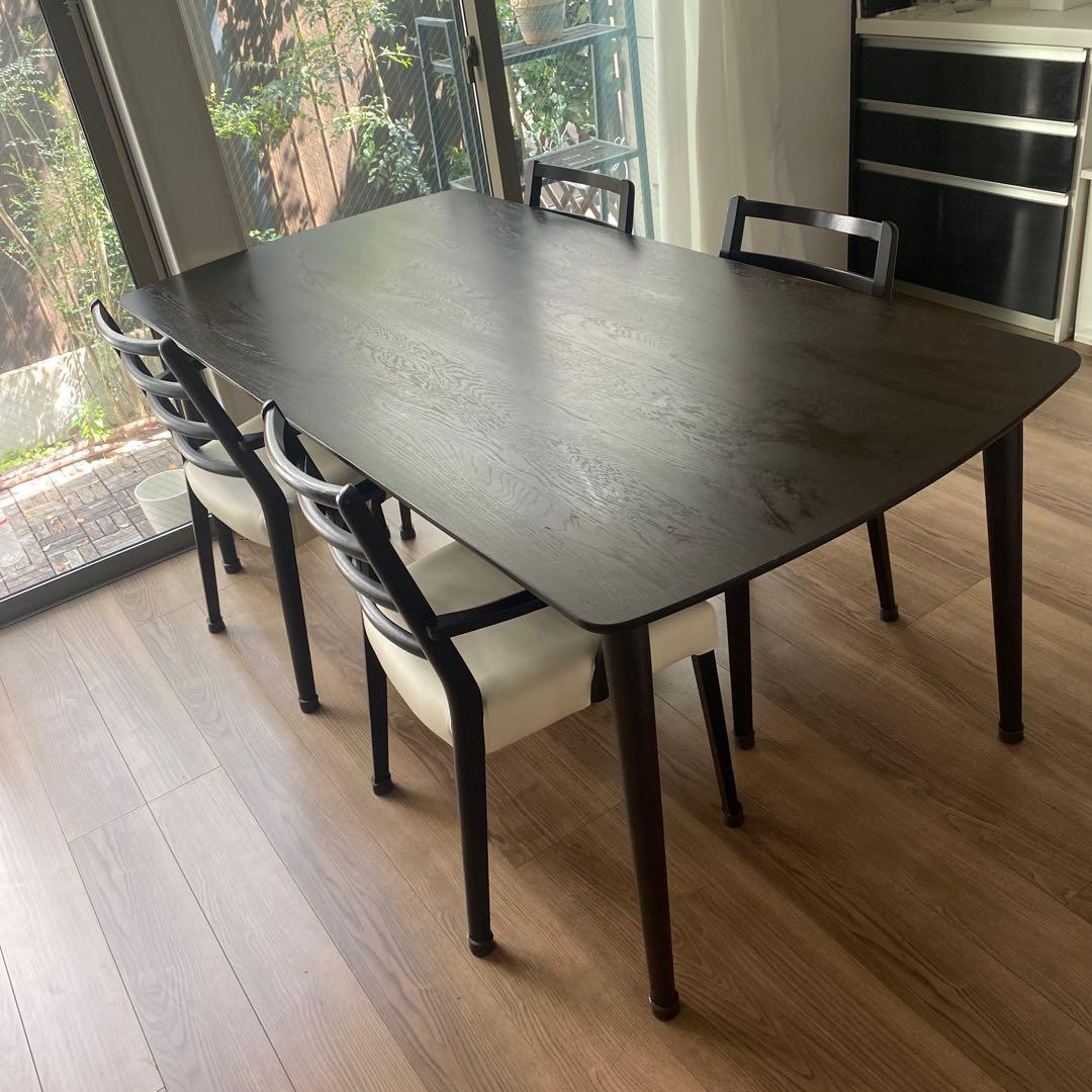 大塚家具 シネマ2 ダイニングテーブル 1800mm チェア4脚セット 天然木製