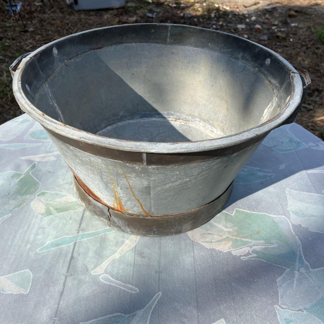 アンティーク　ブリキプランター　一部真鍮製