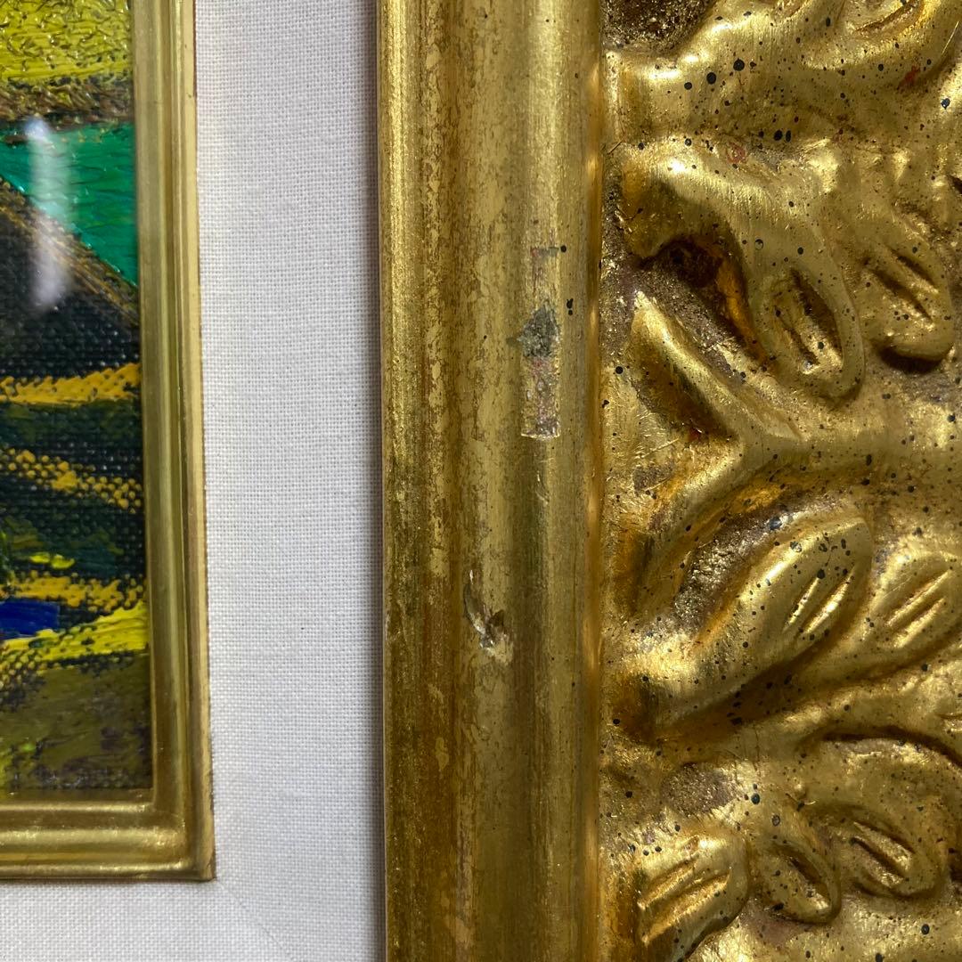 【真作保証】田崎広助「朱富士」油彩0号 直筆サイン 裏書き シール有り 赤富士