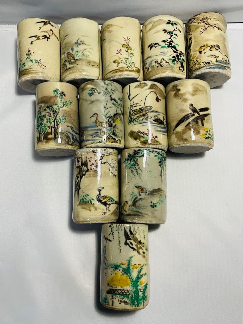 乾山写定家詠十二ヶ月歌絵銘々湯呑み　幸泉窯　平泉謹製