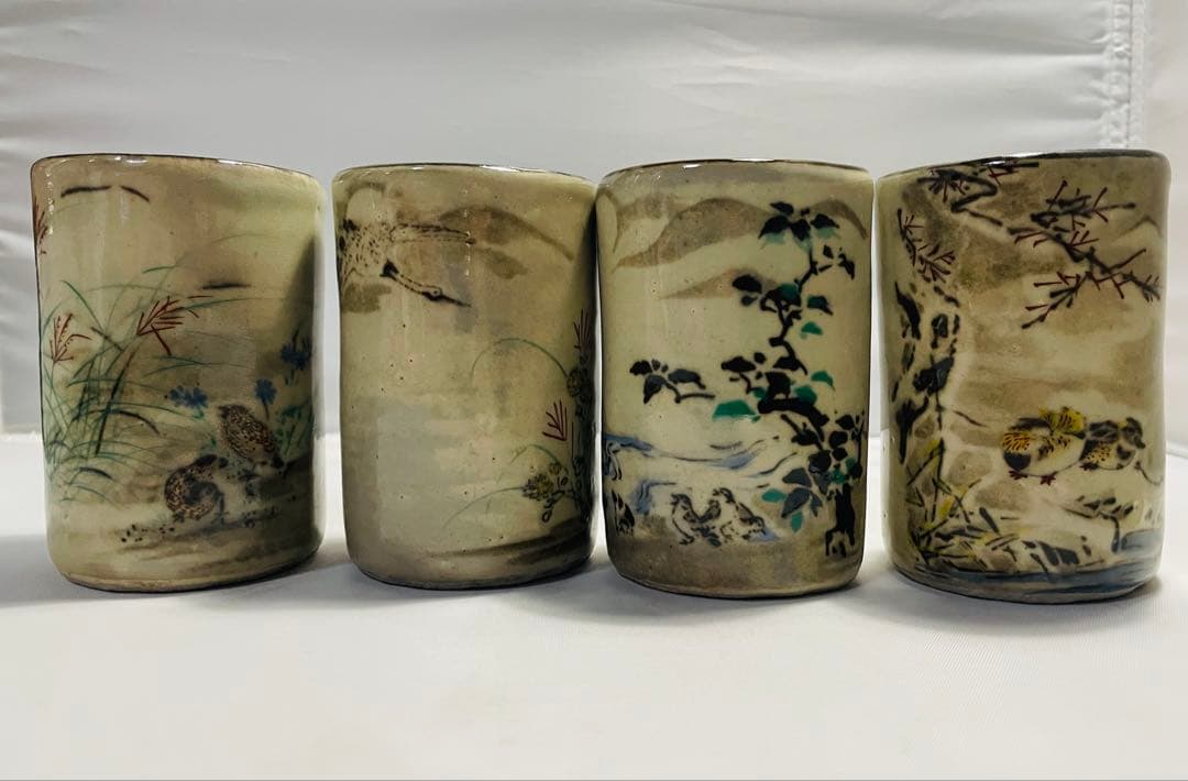 乾山写定家詠十二ヶ月歌絵銘々湯呑み　幸泉窯　平泉謹製