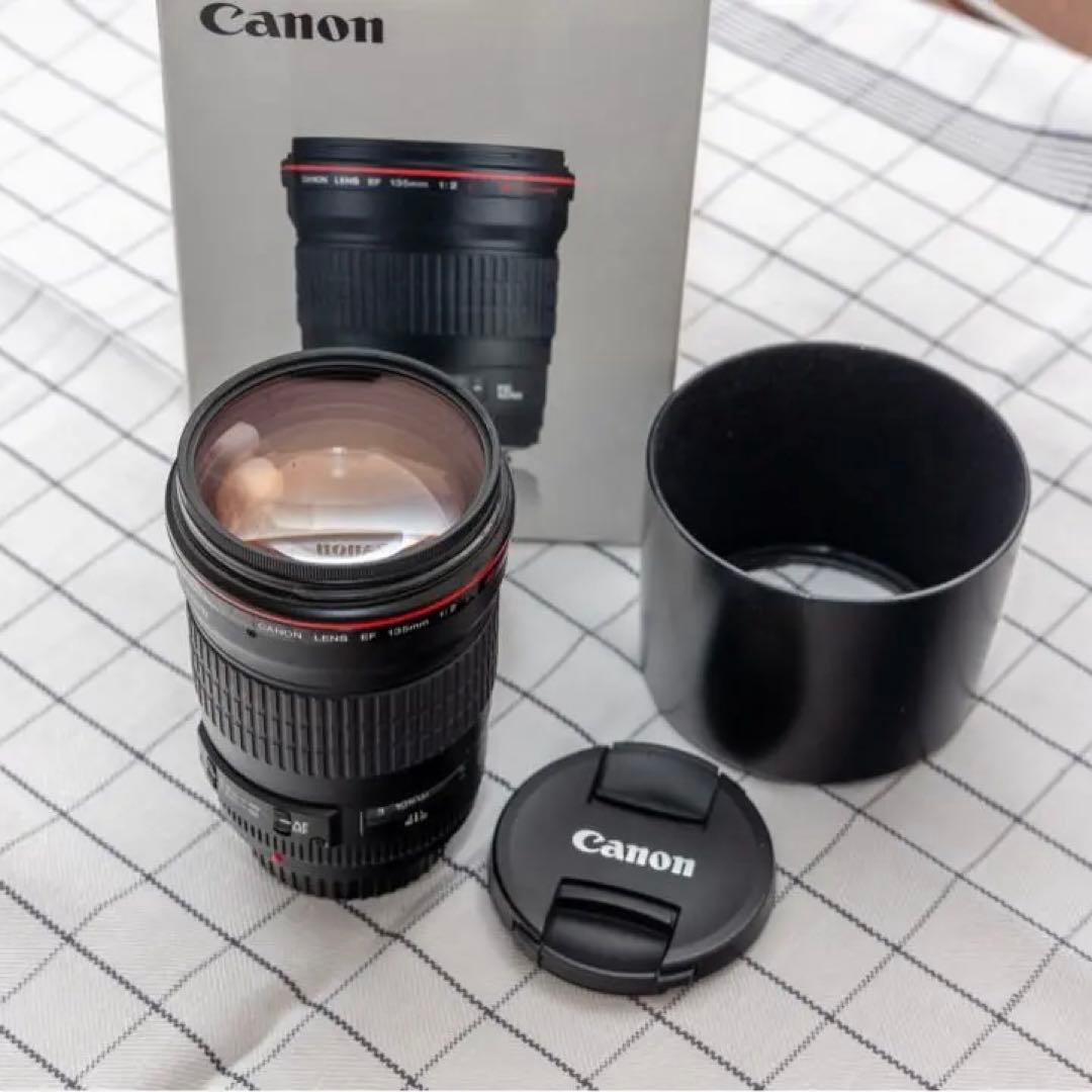 Canon EF135mm f/2L USM 純正フード、フィルター付き