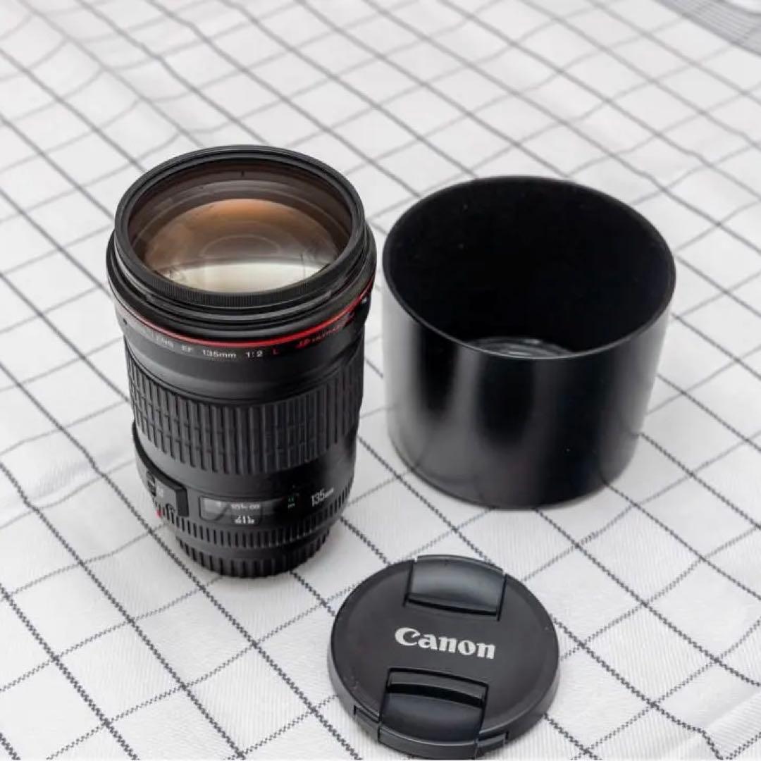Canon EF135mm f/2L USM 純正フード、フィルター付き