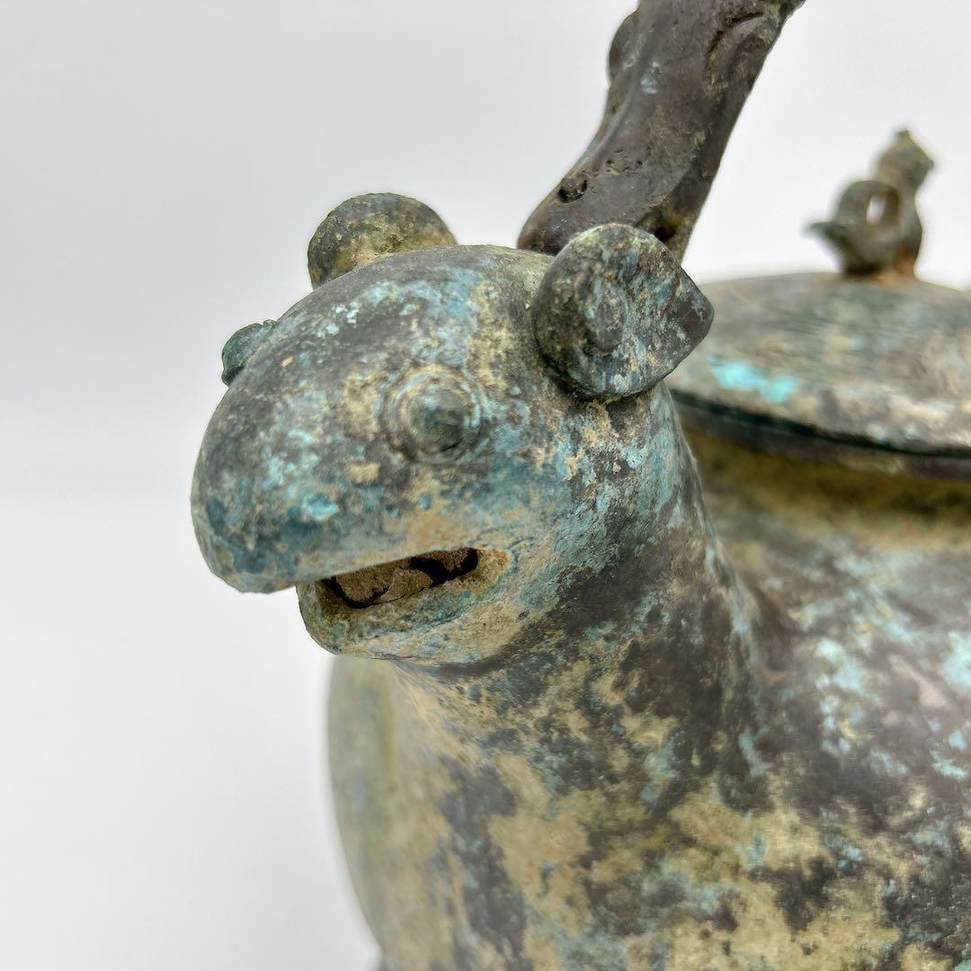 中国 鉄瓶 鳥型青銅器 時代 瓶 希少 30cm x H28cm