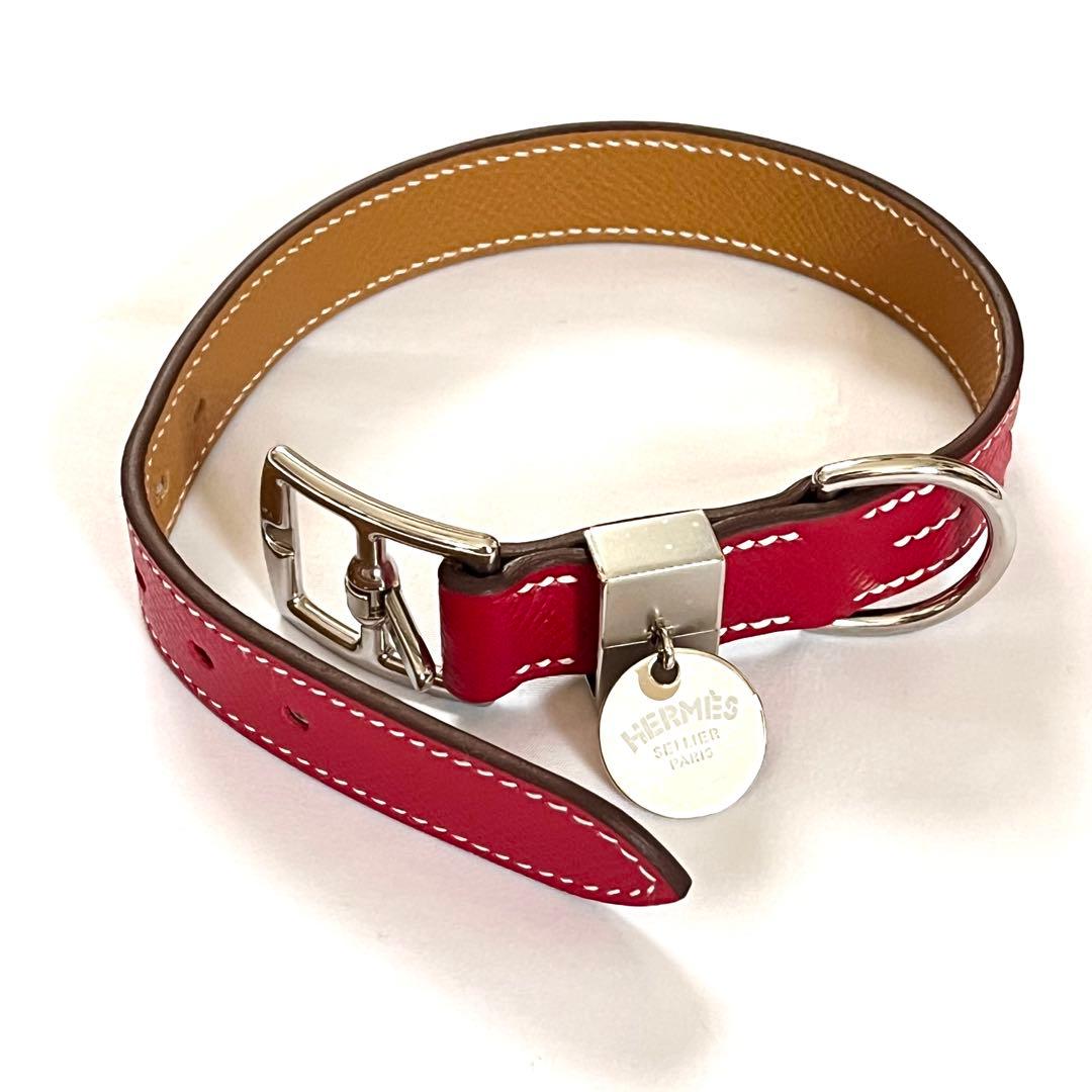 【美品】HERMES エルメス 犬用首輪 トレス レッド