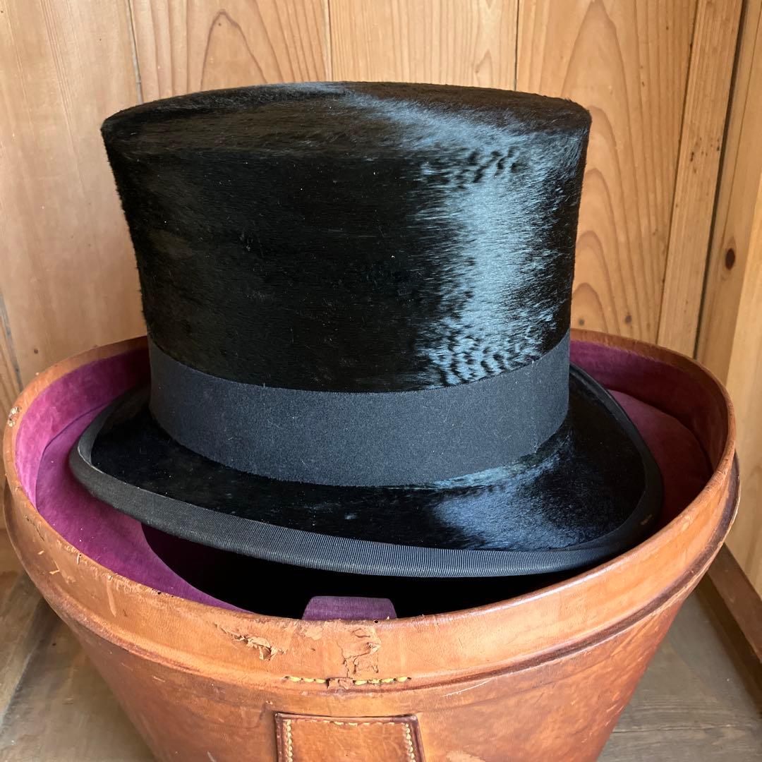 アンティーク革製　ハットケース　シルクハット　クリスティーズロンドン