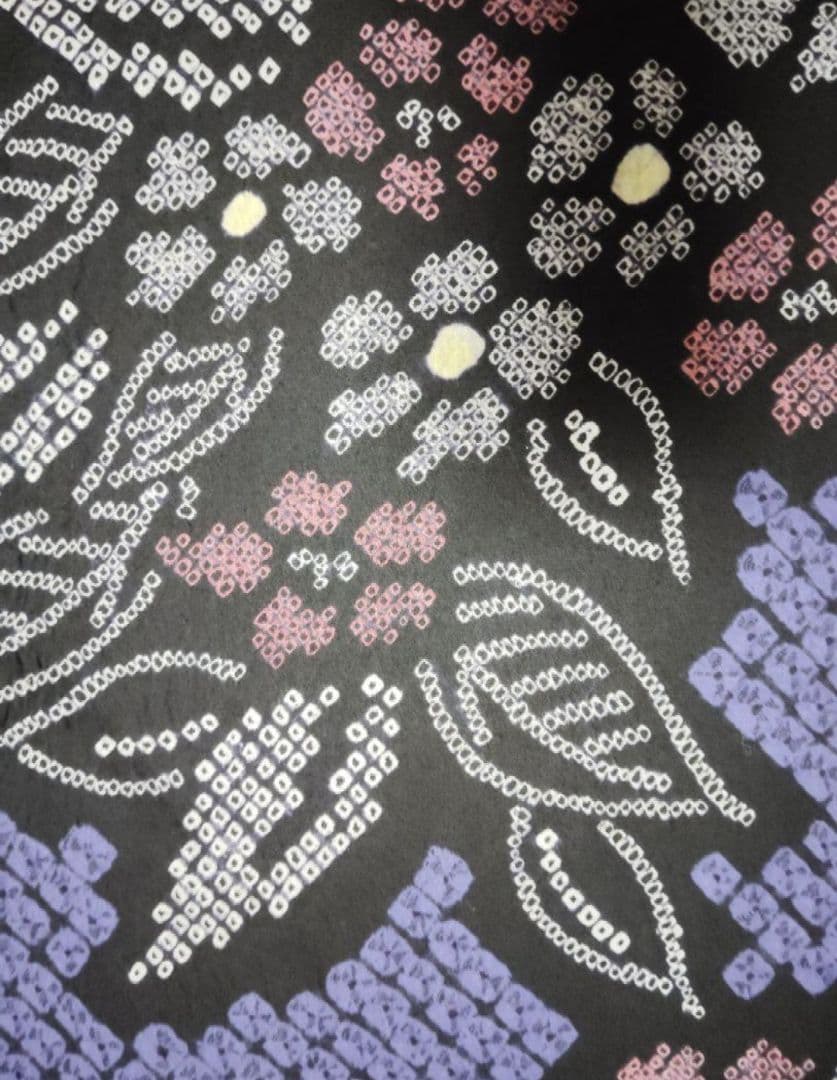 有松絞り浴衣　パープルブルー付け下げ柄