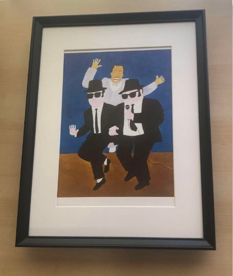 PK額装品 和田誠 映画 ブルースブラザーズ A3額入 ポスター風 イラスト