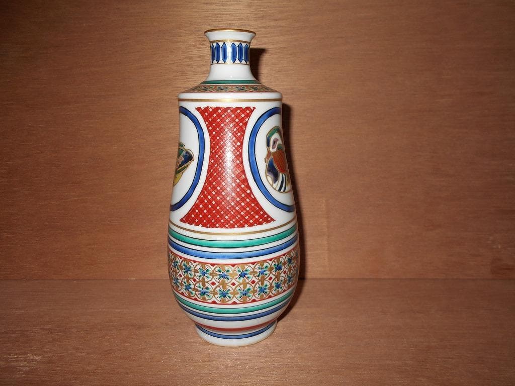 九谷焼　北出星光　色絵　瑞鳥紋陶瓶 : 九谷　花瓶　星光　北出塔次郎に師事