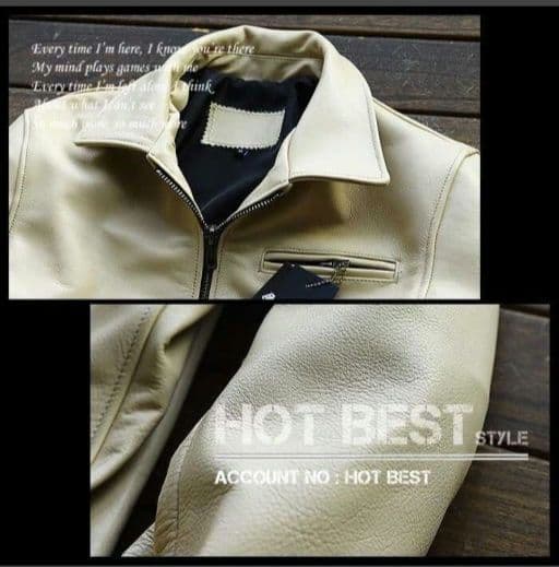 XL【新品】22万円　最上級牛革 美カラーホワイトアイボリー レザージャケット