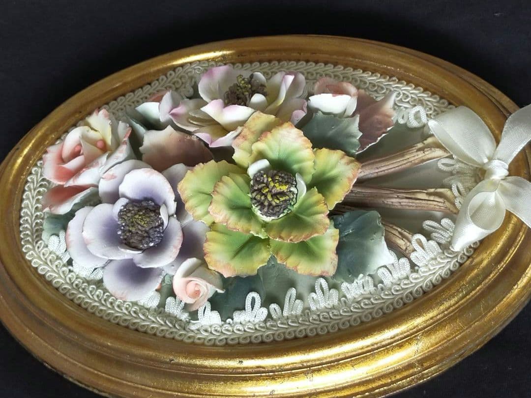 アンティーク フラワーオーバルフレーム ゴールド