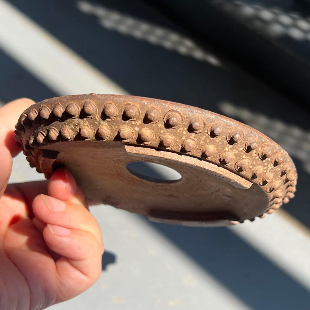 772.平安虹泉 梨皮鼓釘丸 盆栽鉢 植木鉢 12.4*1.8cm