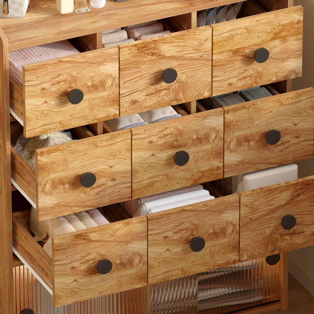 LEDライト付き 北欧風 おしゃれキャビネット サイドボード