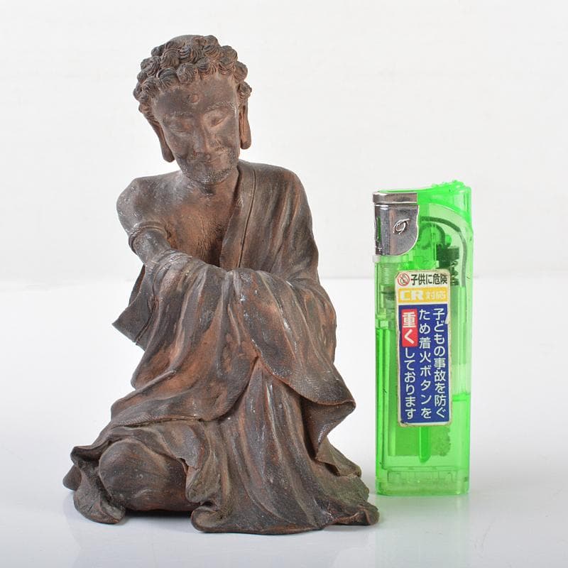 Tama5　可楽造　紫砂　朱泥　達磨像　仏像　人物像　置物　M　R6625