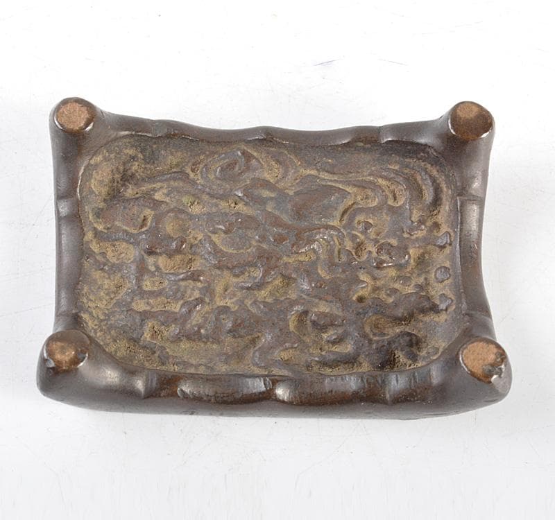中国　古銅　龍雷文　墨床　飾り台　V R4785