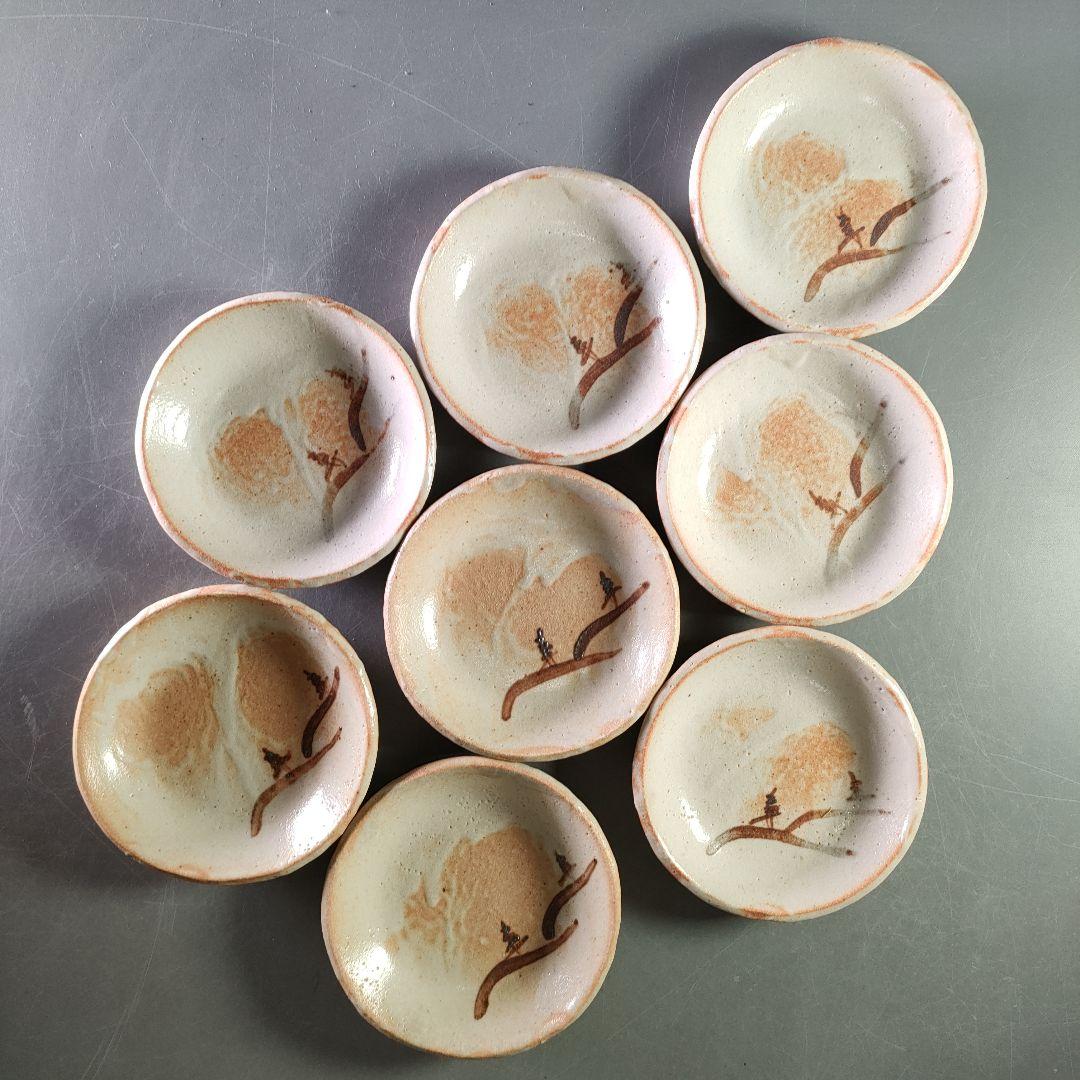 A942-1/大萱窯/加藤弥右衛門 造/志野銘々皿8客/小皿/向付/