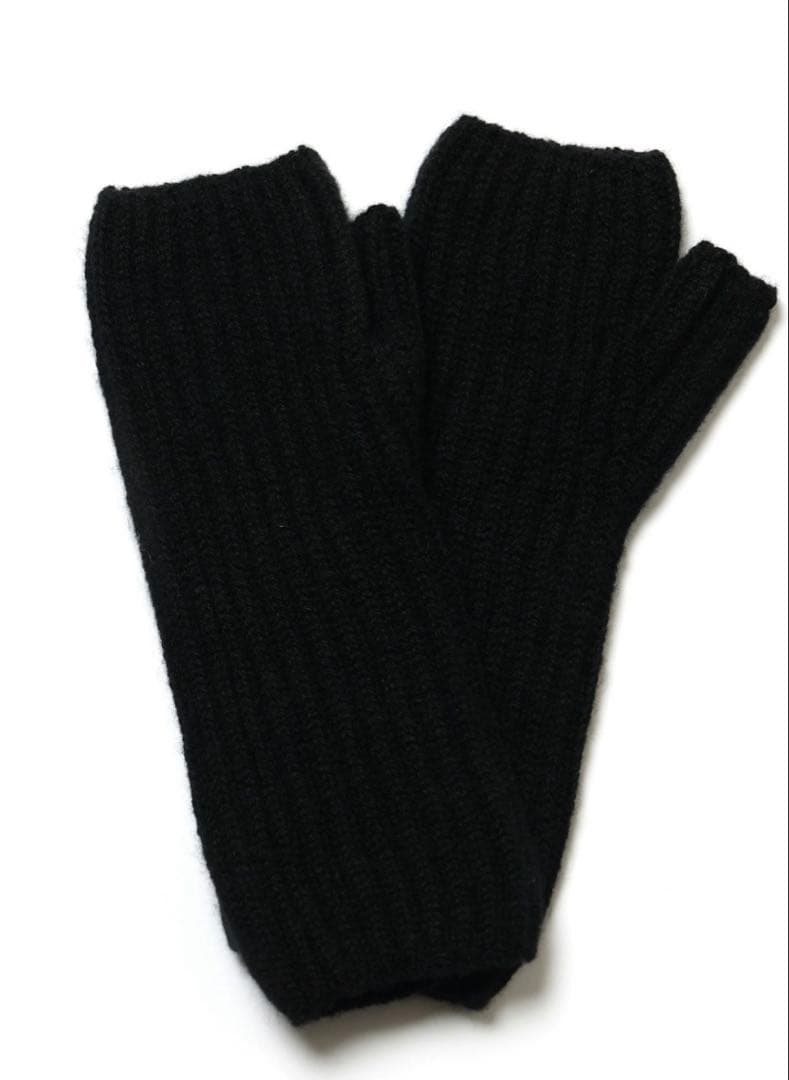 ジョンストンズ　JOHNSTONS カシミヤ 手袋　フィンガーレスグローブ　黒