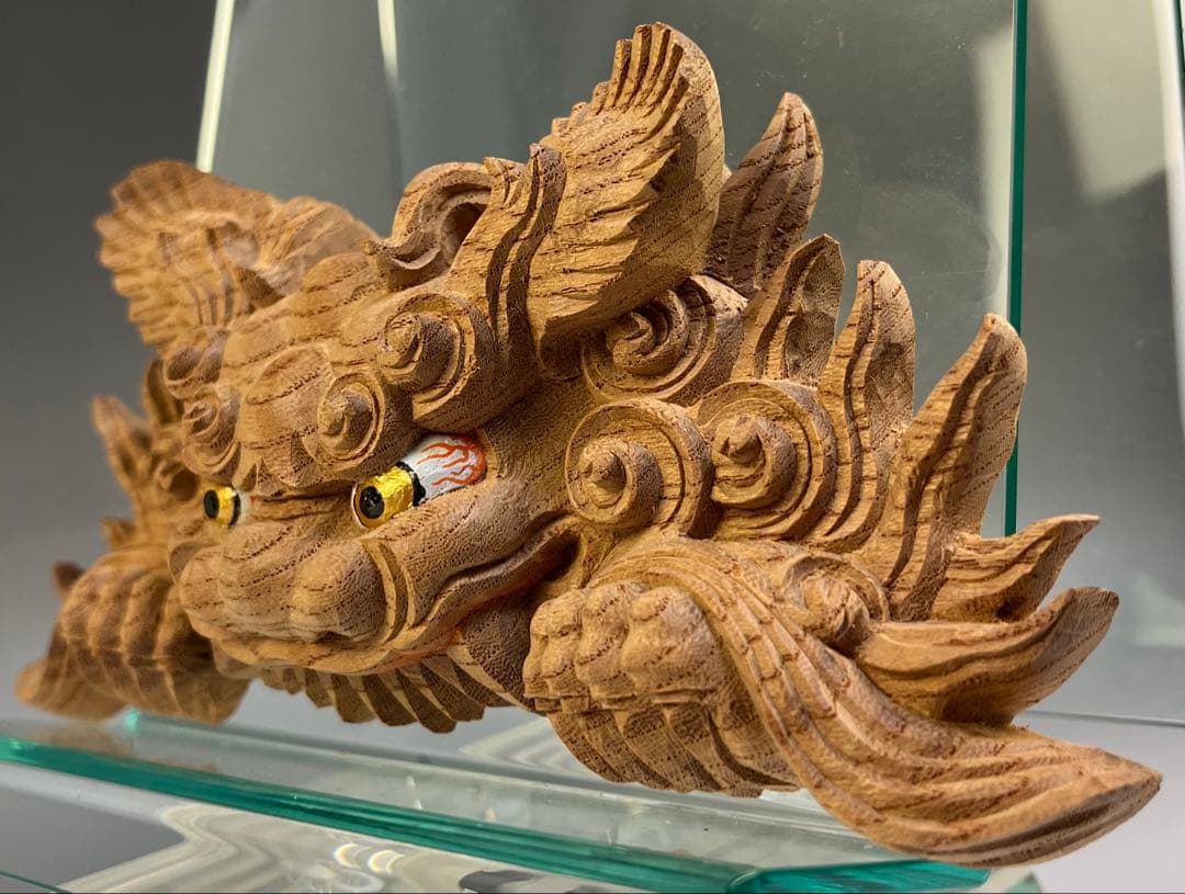 【木彫　獅噛】だんじり　魔除け　社寺彫刻　宮彫り　山車　悪疫を噛み砕く