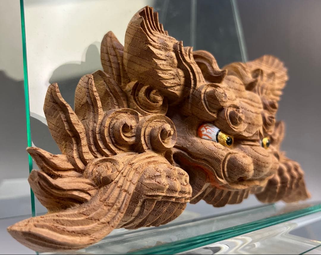 【木彫　獅噛】だんじり　魔除け　社寺彫刻　宮彫り　山車　悪疫を噛み砕く