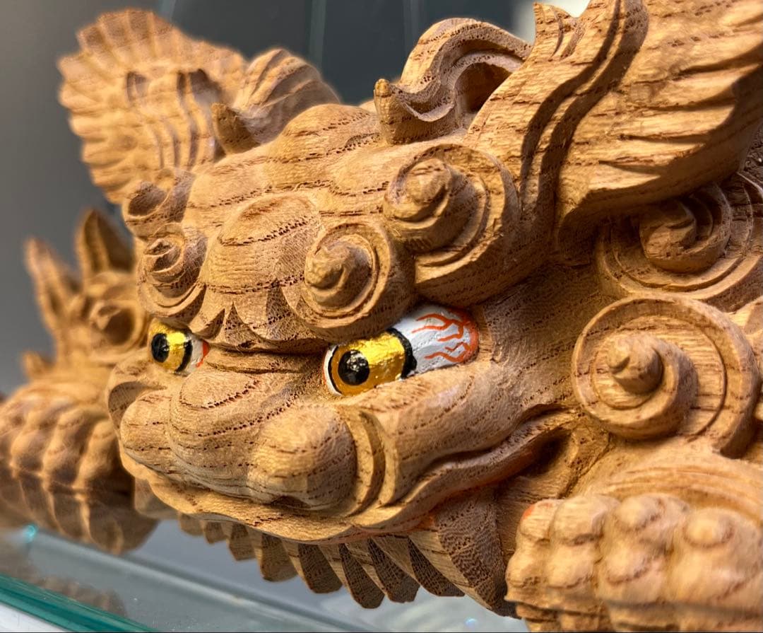 【木彫　獅噛】だんじり　魔除け　社寺彫刻　宮彫り　山車　悪疫を噛み砕く