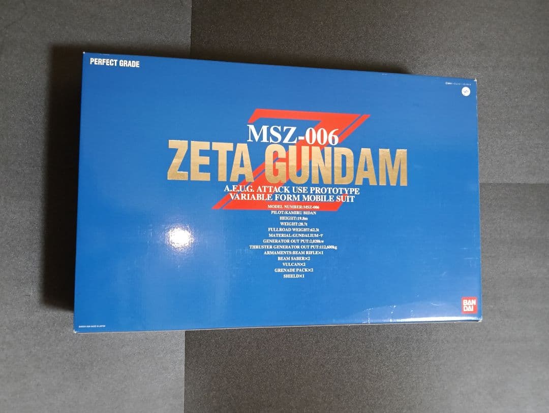 BANDAI 1/60 PG　MSZ-006 ZETA GUNDAM 未組立