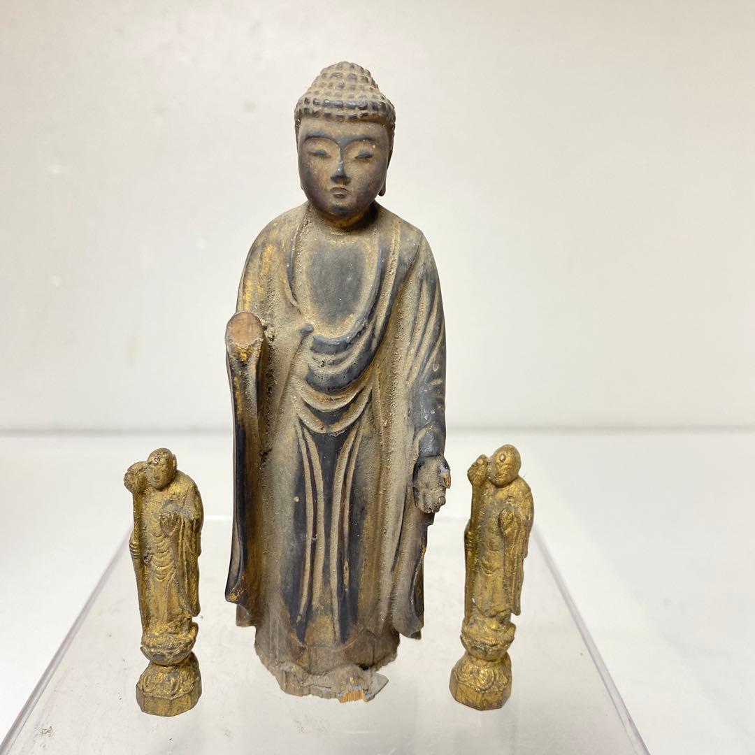 江戸初期　木彫　阿弥陀仏　厨子入　東さ7-1124②