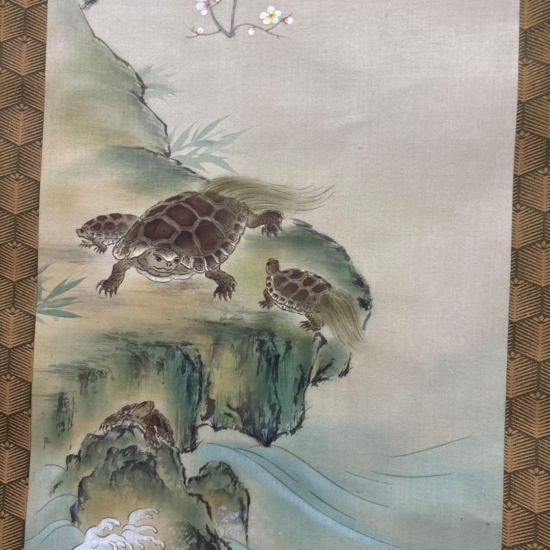 亀と梅の花 寿老人　3セット掛軸　　0121o84