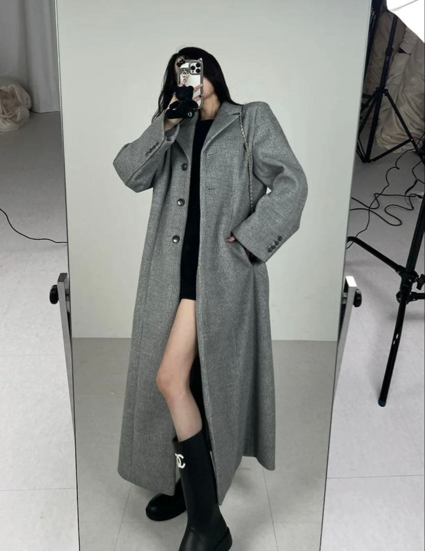 darich ベーシックテーラードロングコート　GRY FREEサイズ