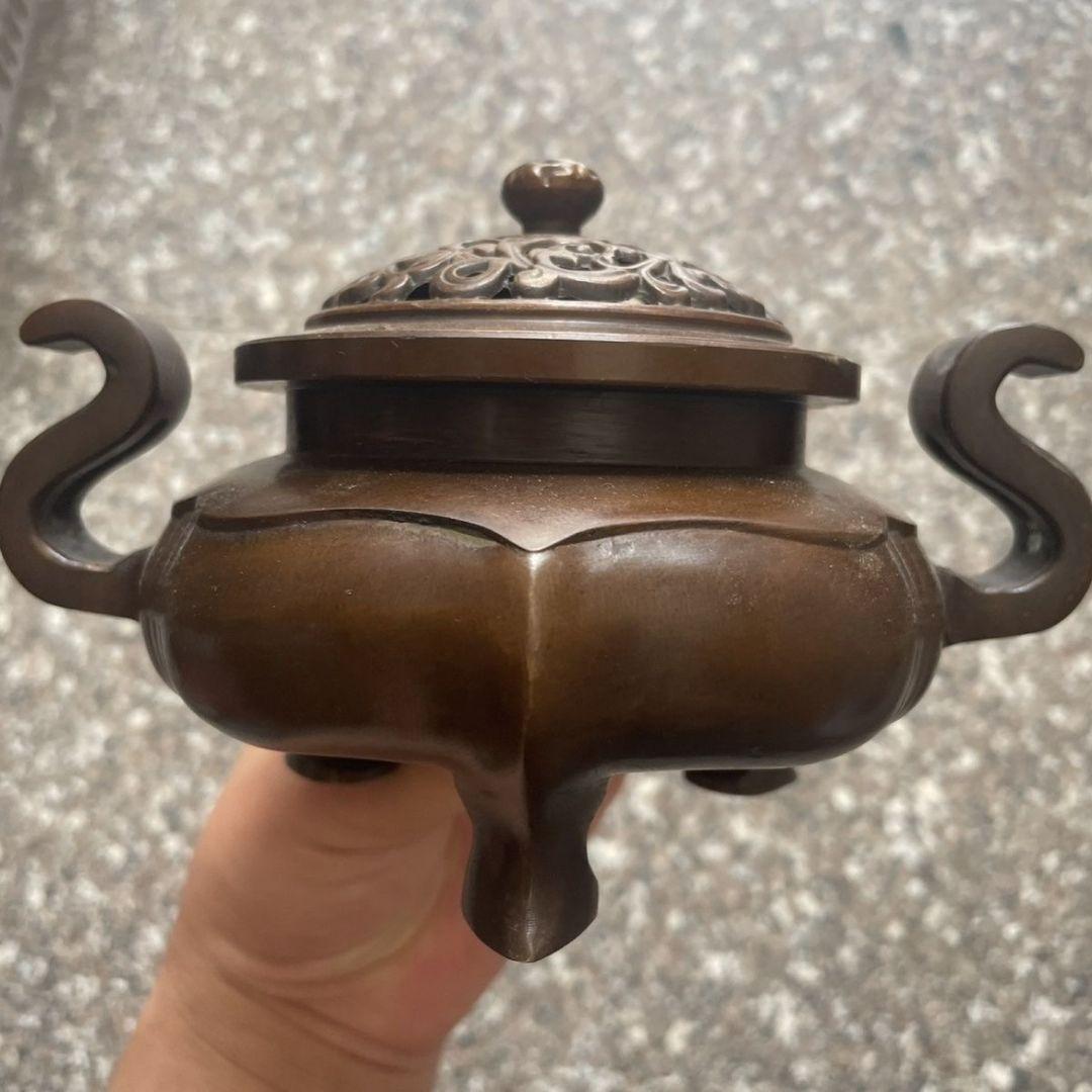 銅器 海棠薫香炉 仏具 室内檀香炉 茶道香炉 装飾品 工芸品 置物