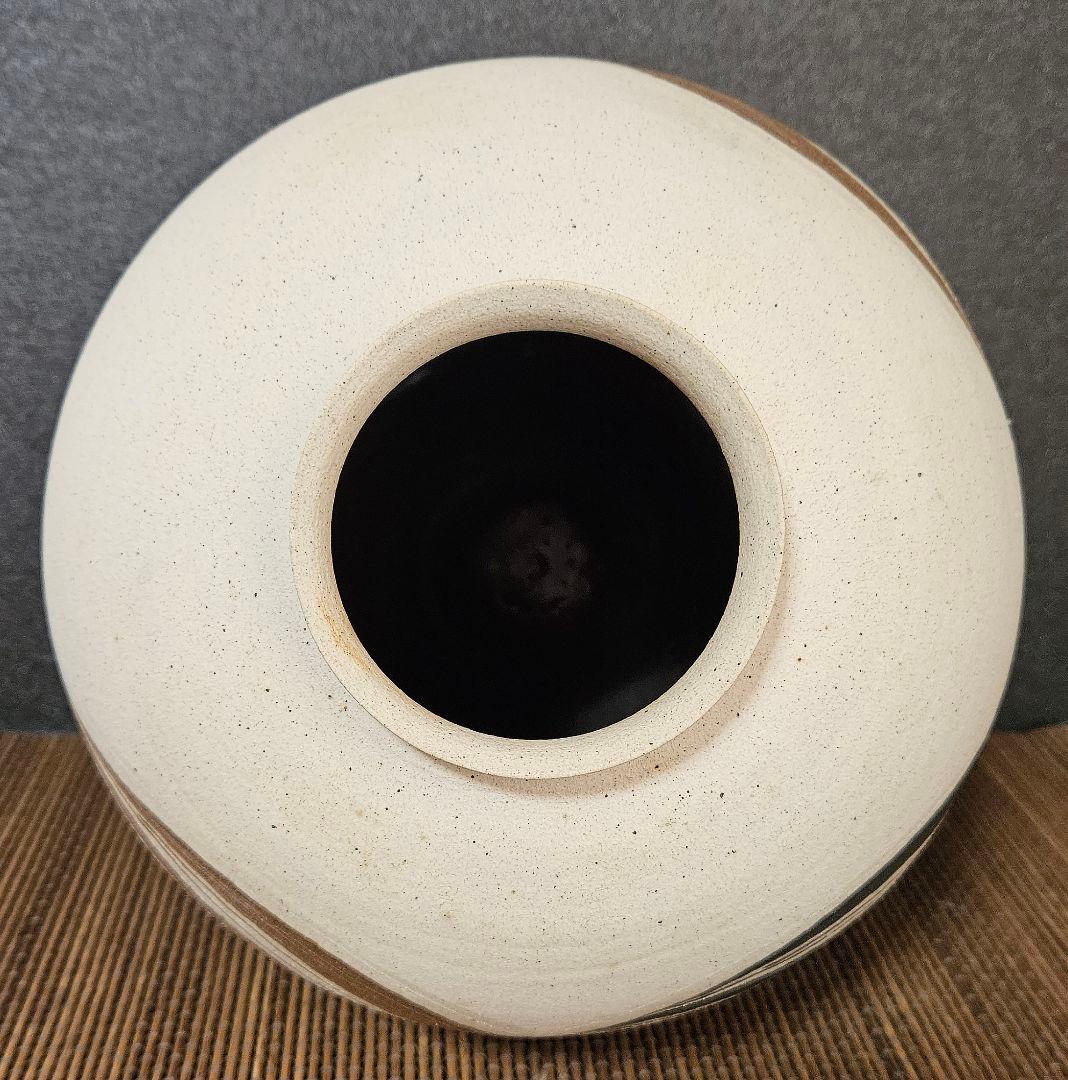 日本工芸会正会員　益子焼　斉藤修　作　象嵌壺　共箱　師】人間国宝　清水卯一