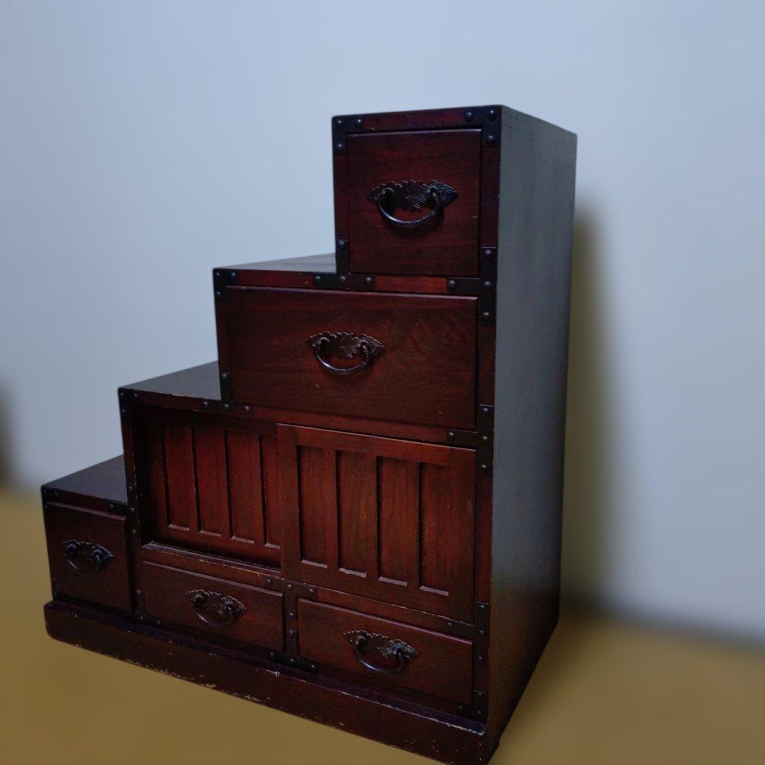 民芸調家具 階段箪笥　右上がり