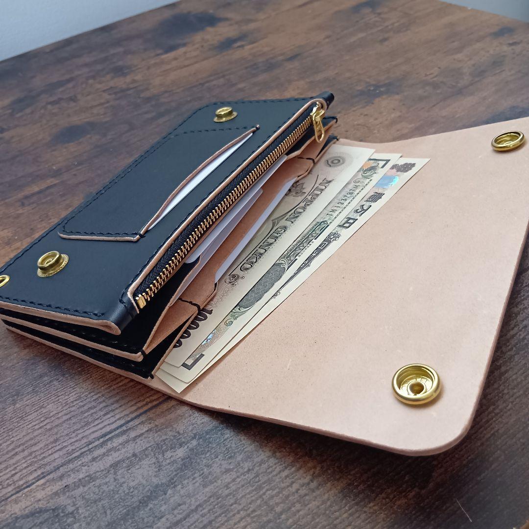 ★丘染め　ブラック★ロングトラッカーウォレット