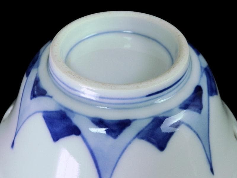 伊万里　染付　雪輪　東屋に山水の図　向付　３客　AS-fbts