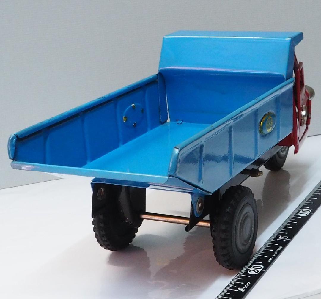 マルサン【ジャイアント三輪ダンプ トラック 赤/水色】ブリキ自動車TIN【箱無】