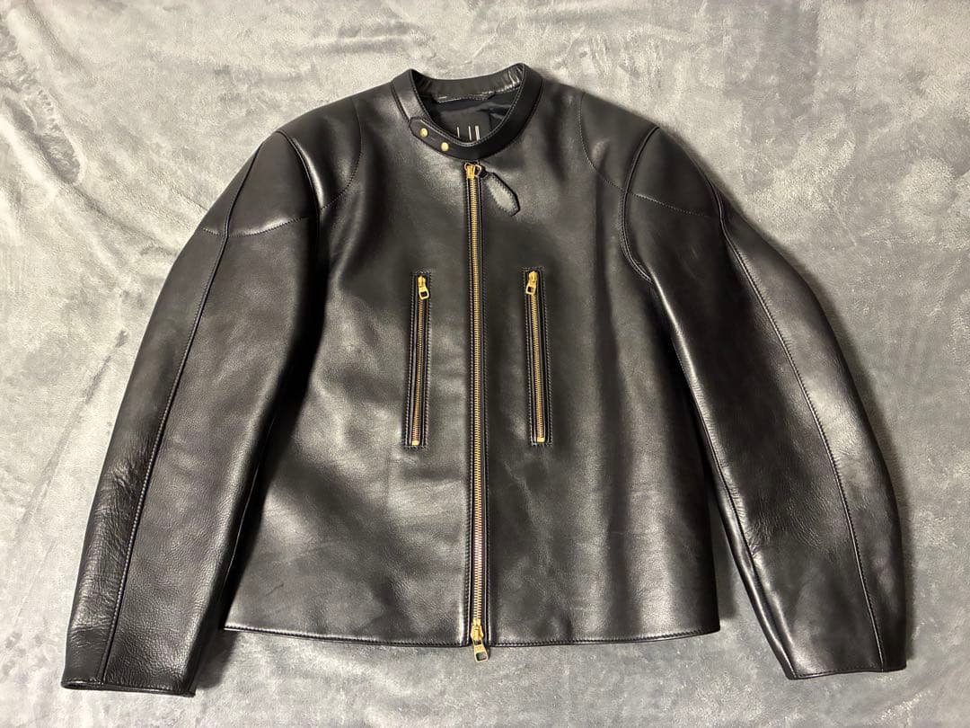 【美品】ダンヒル　カウハイド　GD金具　シングルライダースジャケット