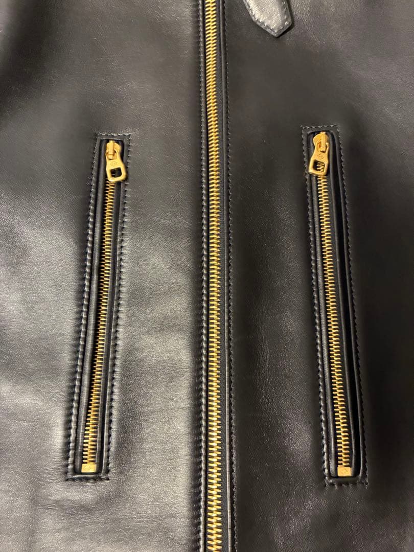 【美品】ダンヒル　カウハイド　GD金具　シングルライダースジャケット