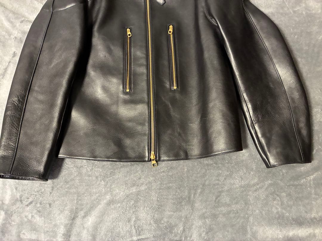 【美品】ダンヒル　カウハイド　GD金具　シングルライダースジャケット