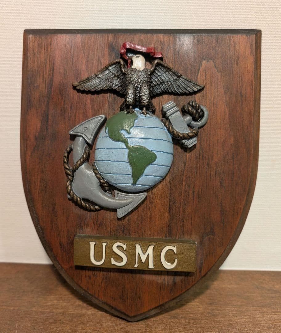 ヴィンテージ 手彫り 木製 盾 カレッジ USNavy エンブレム 英国製 ３点