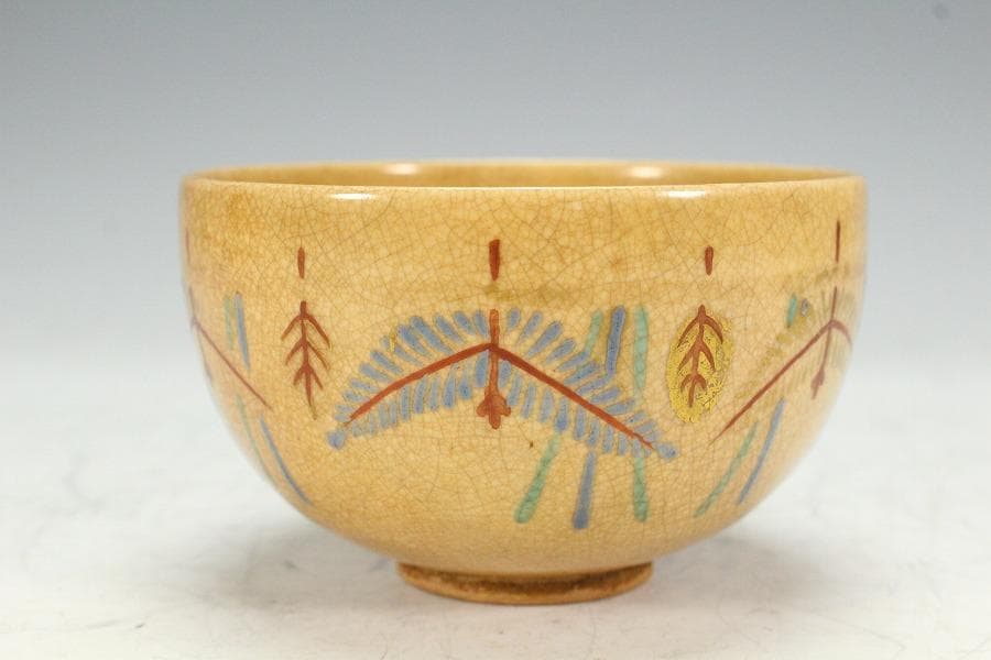 茶道具 古清水 しめ縄絵 茶碗 美品(K-BB519)