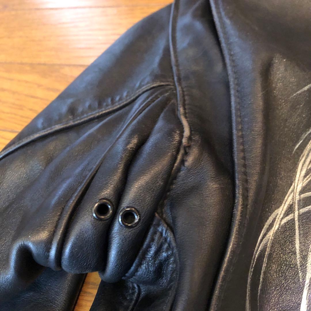 Schott ショットUSAゴーストスカルバックハンドペイントシングルライダース