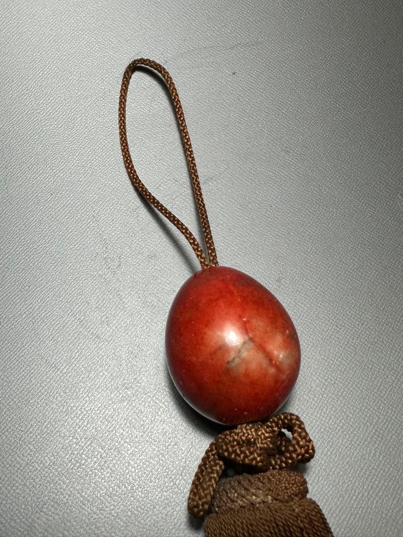 赤玉　風鎮　掛け軸飾り　房飾り　中国美術　検索:珊瑚　サンゴ　瑪瑙　赤石