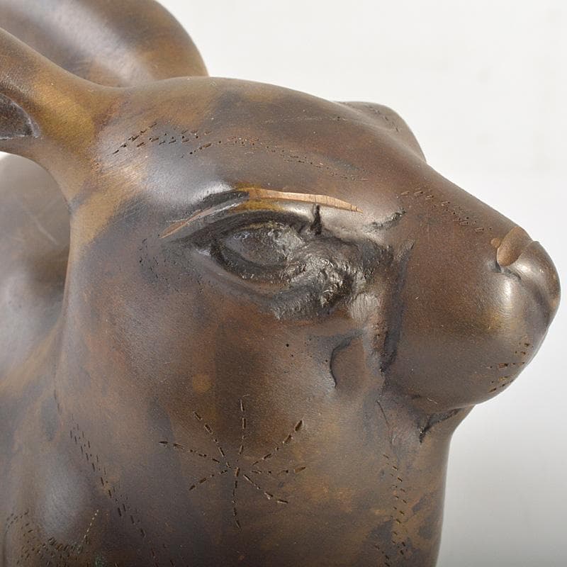 ブロンズ像　古銅　うさぎ　兎　一對　置物　重さ合計約2076g　D　R7486