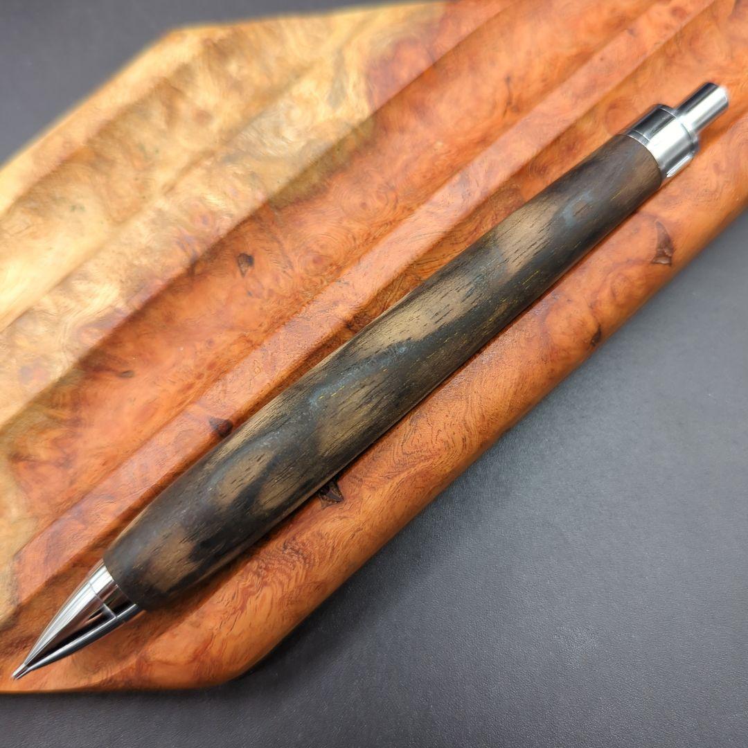 384ペン工房翌檜　極上　黒柿　孔雀杢　木軸シャーペン　ボールペン