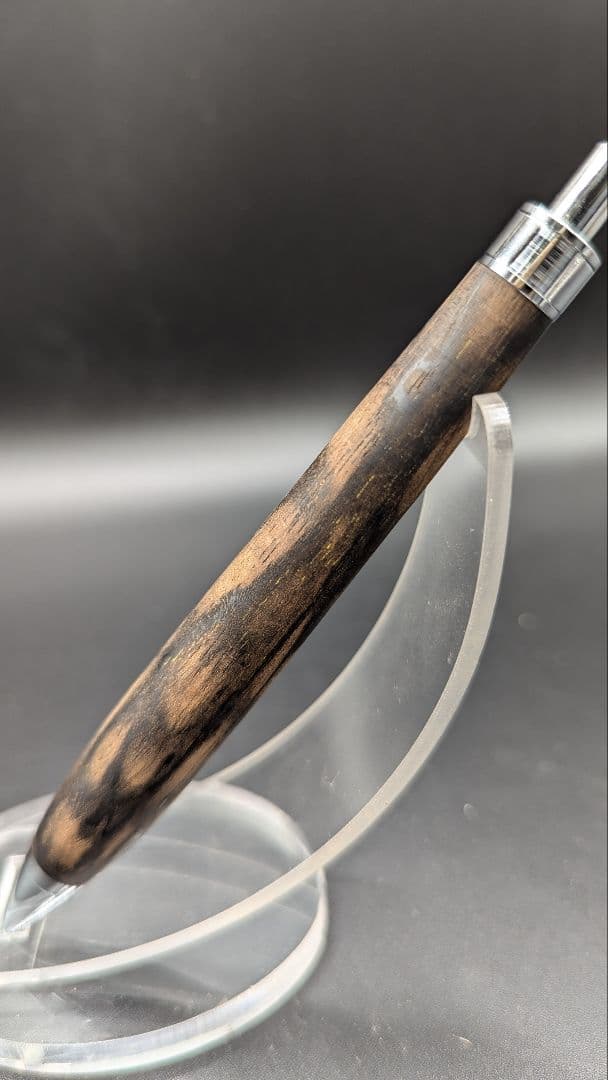 384ペン工房翌檜　極上　黒柿　孔雀杢　木軸シャーペン　ボールペン