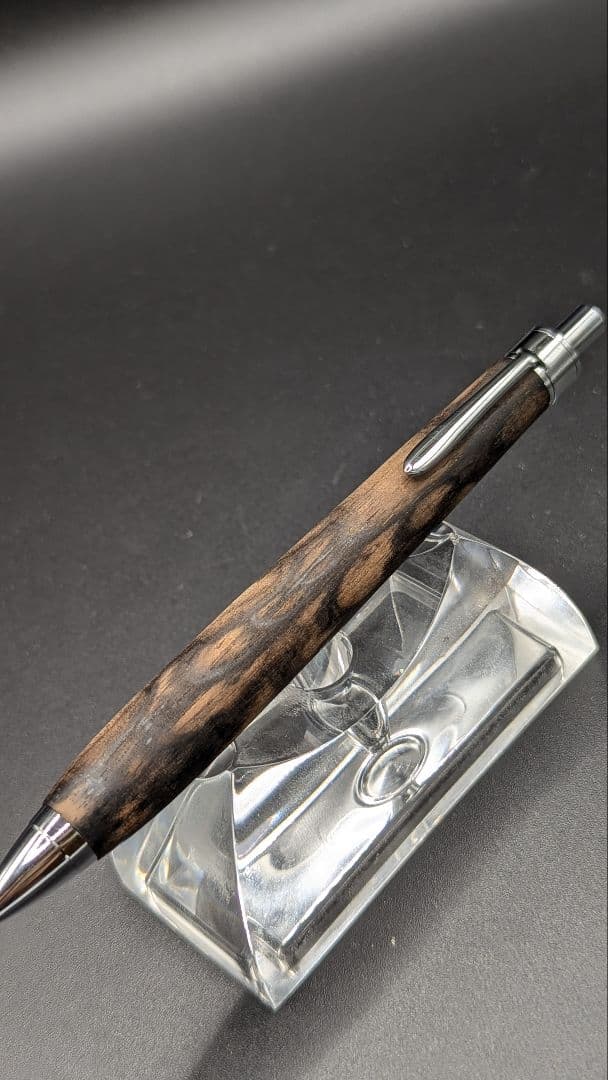 384ペン工房翌檜　極上　黒柿　孔雀杢　木軸シャーペン　ボールペン