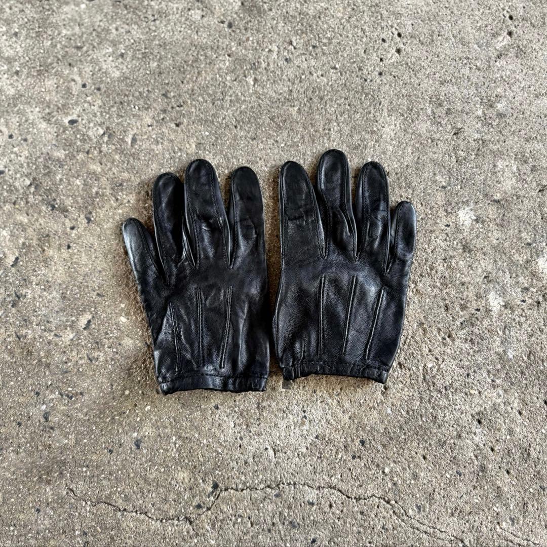 上質レザー 革手袋 レザーグローブ 警察官 黒 レザー手袋 ショート丈